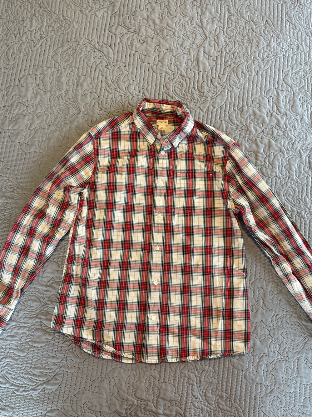 Crewcuts Red, White & Green Plaid Button-Down Shirt